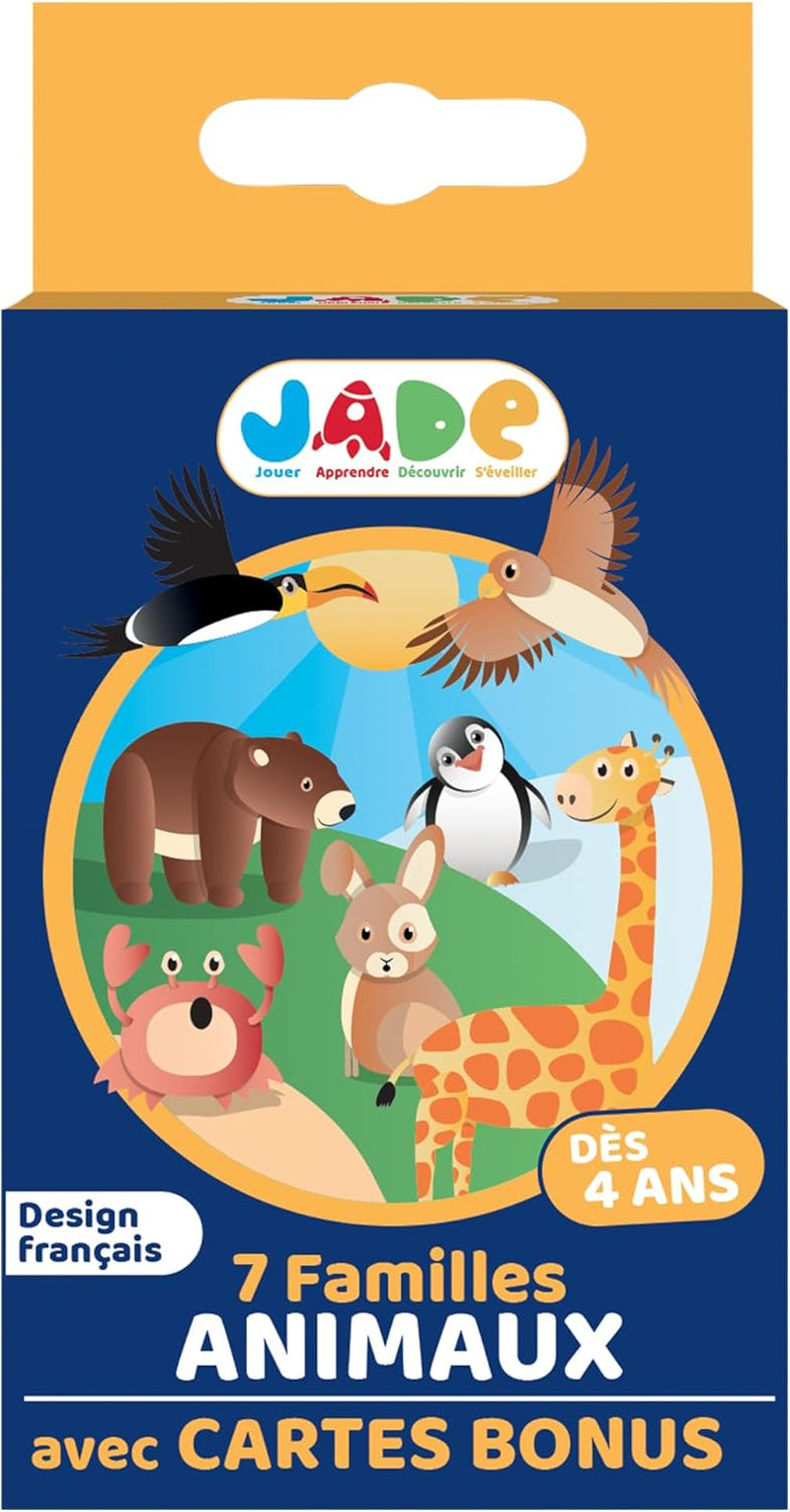 - Jeu De 7 Familles Sur Le Theme Des Animaux - Jeu De Cartes - 142121-54 Cartes - Multicolore - Cartonné - Design Français - Puzzle Enfant - Jade - À Partir De 4 Ans