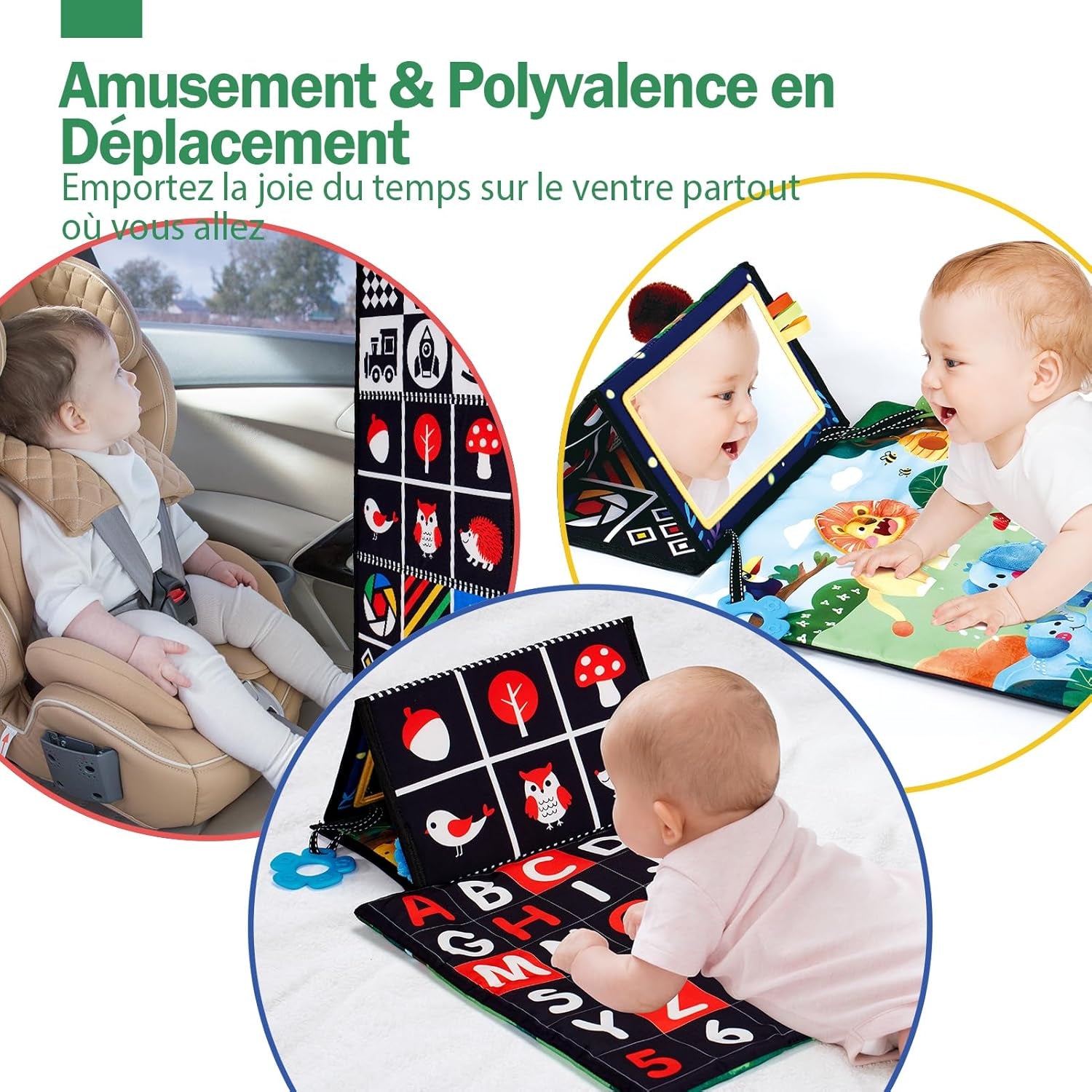 Jouet D'Éveil Bébé 6 Mois Avec Miroir Éveil Montessori Noir Et Blanc Jouets Sensoriels Pour Tout-Petits, Cadeau Pour Bébé Naissance Fille Garcon 0 3 6 12 Mois