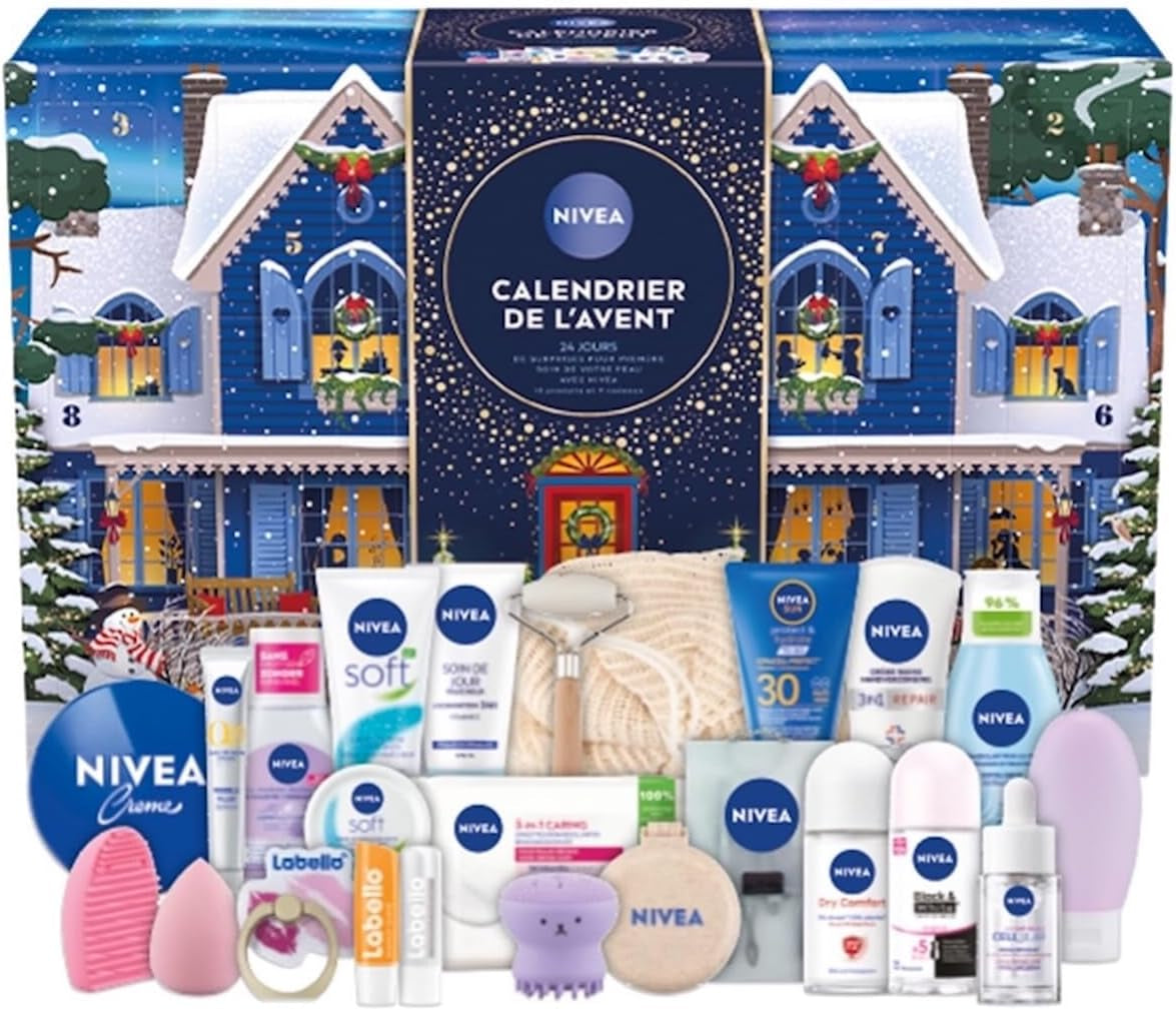 - Calendrier De L'Avent Femme Édition 2025 - Coffret Cadeau Beauté - Soins Visage, Corps & Lèvres + Accessoires - 24 Fenêtres Surprises - 1Pce