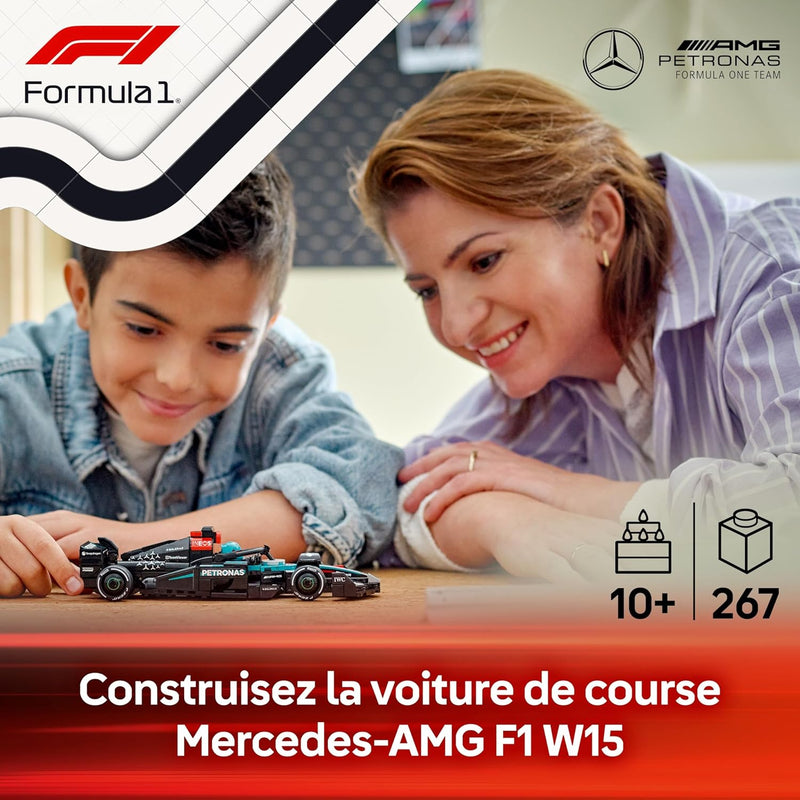Speed Champions Voiture F1 Mercedes-Amg W15 - Voiture De Course Avec Minifigurine Collector De Pilote De Formule 1 - Maquette Pour Garçons Et Filles Dès 10 Ans Ou Fans De Sport Automobile 77244