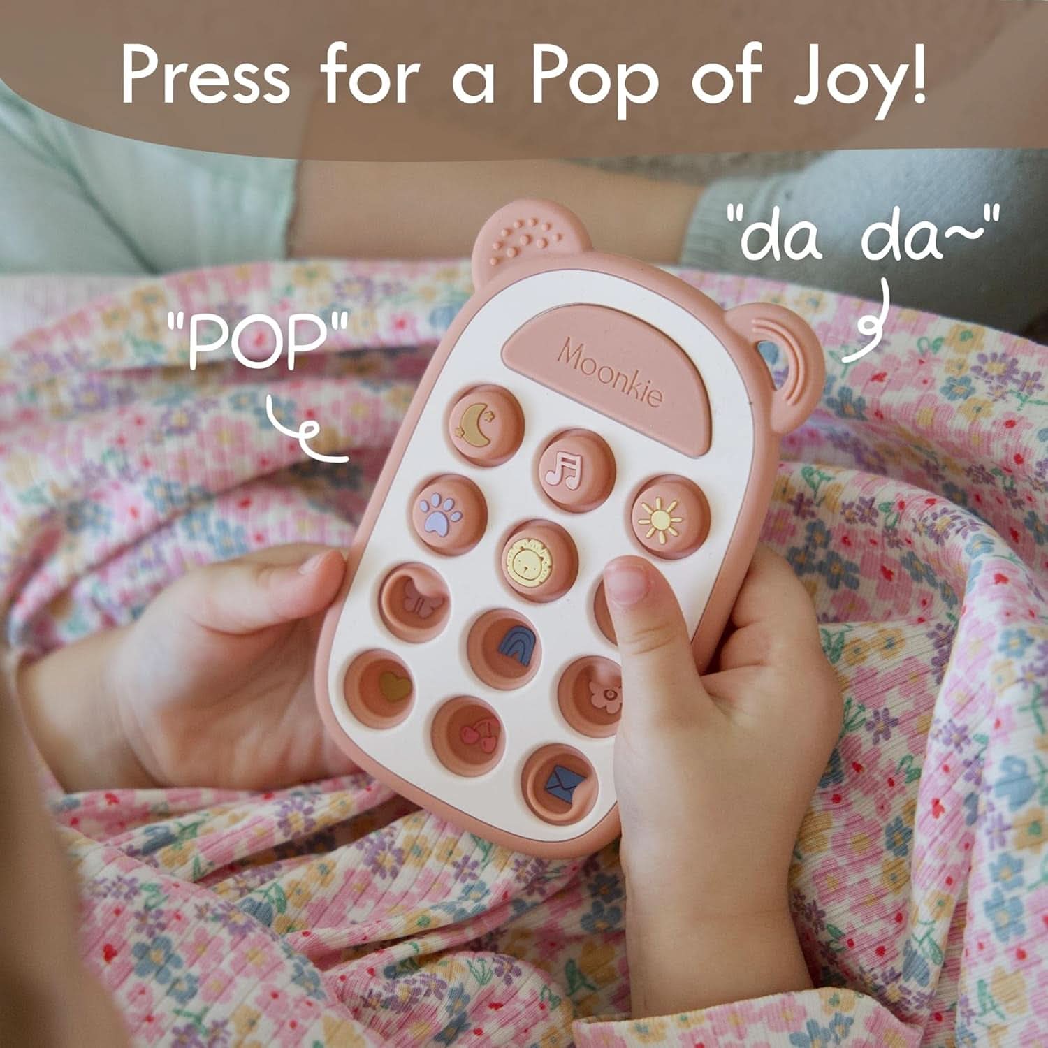 Jouet Dentition Bébé, Téléphone Silicone Pour Enfant, Pop It Jouets, Anneau Dentition Bebe, Sans BPA, Jeux Eveil, Jouet Bebe 3 Mois+, Cadeau Naissance Garcon & Fille(Blush)