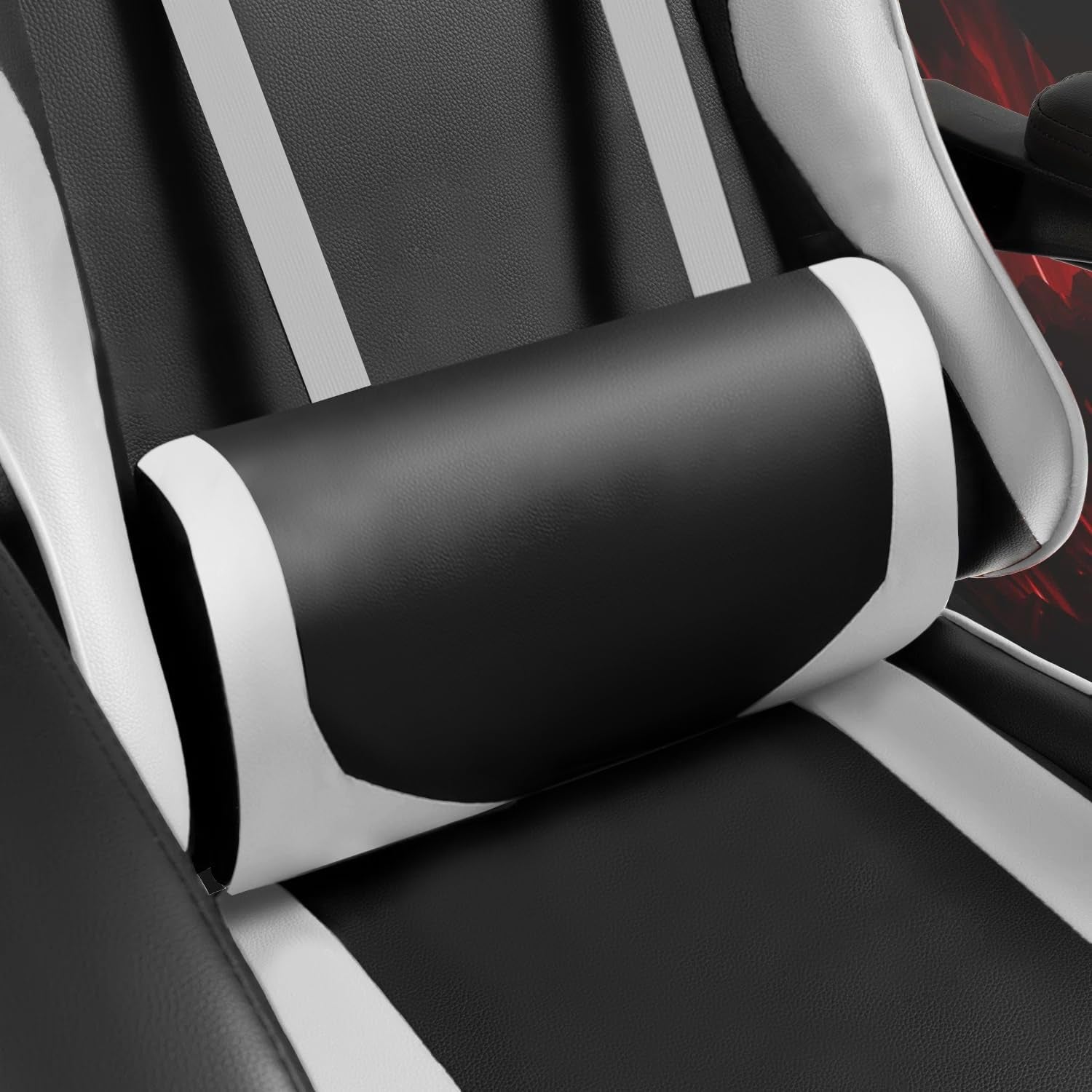 Chaise Gaming, Siège De Bureau Réglable, Fauteuil Gaming Avec Repose-Pieds Télescopique (Noir Et Blanc)