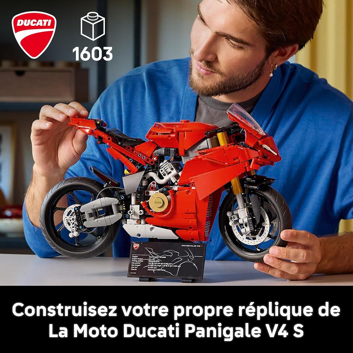 Technic La Moto Ducati Panigale V4 S - Moto À Construire Pour Adulte, Homme Et Femme - Blocs De Construction De Véhicule - Idée De Cadeau Pour Papa 42202