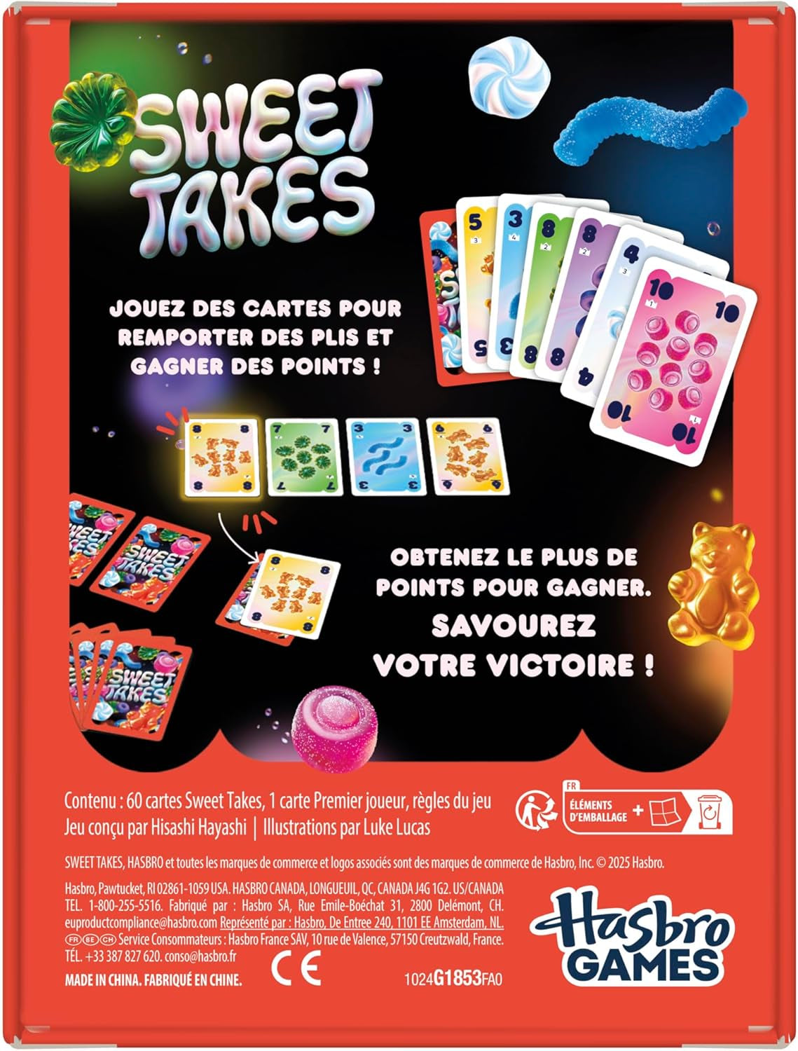 Sweet Takes, Jeu De Cartes - Version Française, Jeu De Société Stratégique Pour Enfants, Ados Et Adultes, Jeu Rapide Et Amusant Sur Le Thème Des Bonbons, Jeux De Société De Noël