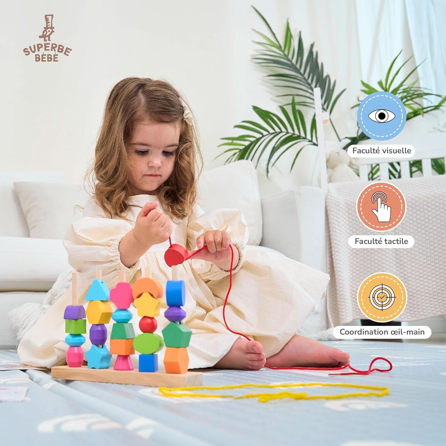 Jouet Montessori En Bois À Empiler Et Tri Pour Bébé Et Enfant 3 Ans - Jouets D'Activité Et De Développement - Jeux Bebe Éducatifs Pour Tout-Petits - Cadeau D'Anniversaire Et Naissance Fille Garçon