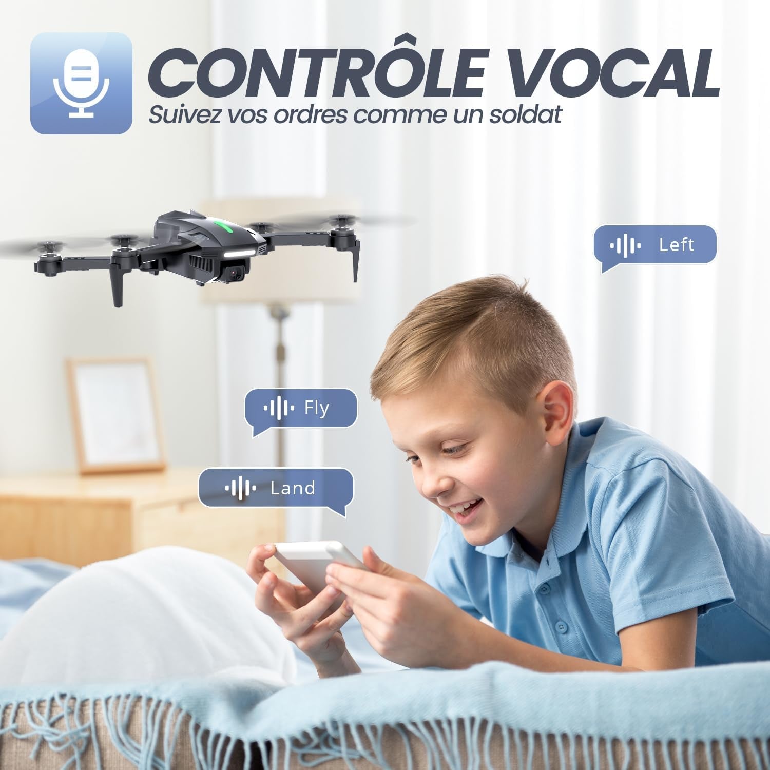 D70 Mini Drone Avec 1080P HD Caméra Pour Enfants Et Adultes, FPV Quarcopter RC Pliable Pour Garçons Et Filles Avec Mode Sans Tête, Vol Par Tape, 360° Flips, Contrôle Vocal Et Gestuel, 2 Piles