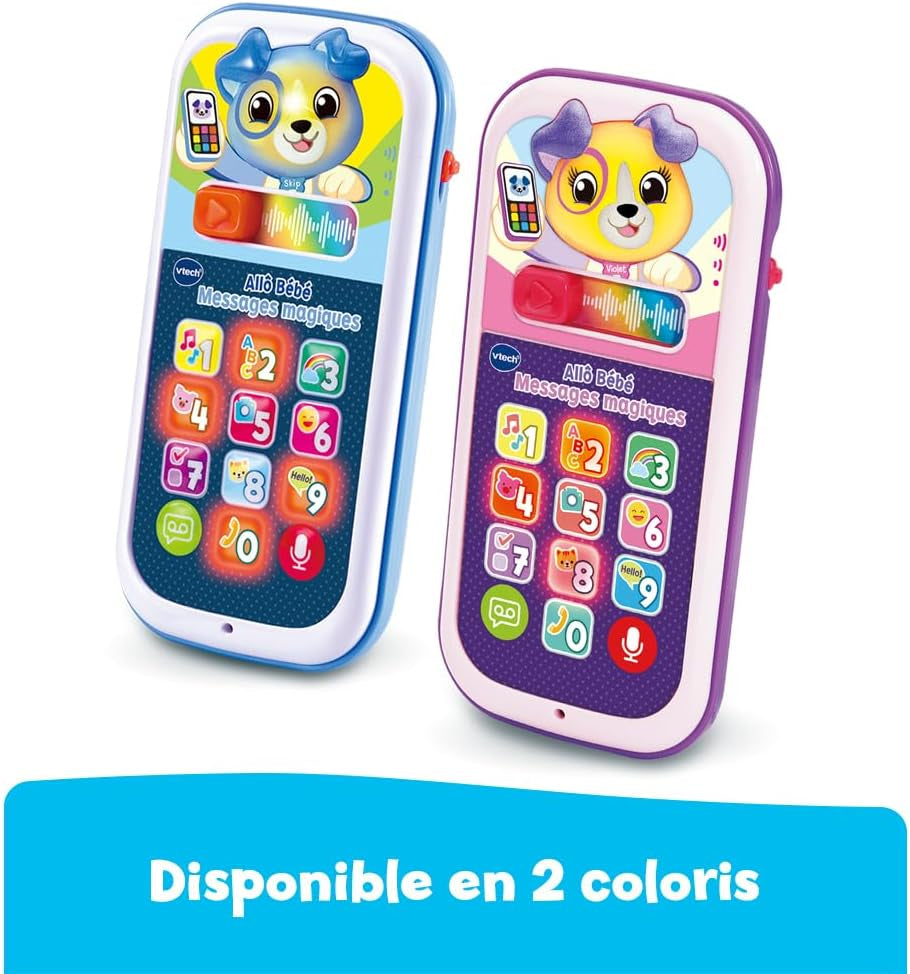 - Allô Bébé Messages Magiques Rose, Premier Téléphone Interactif, Parlant Et Musical Avec Enregistreur Vocal, Changeur De Voix Et Effets Lumineux, Cadeau Bébé Dès 9 Mois - Contenu En Français