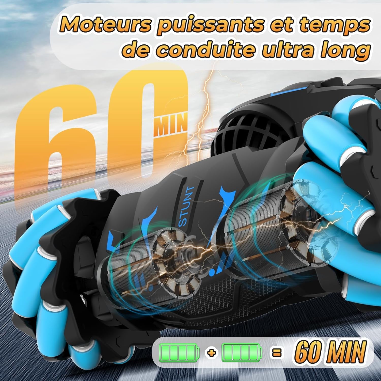 Voiture Télécommandée Tout Terrain Avec La Main, Avec Lumière Et Spray, Jouet RC Car Drift 4WD 2,4 Ghz Rotation À 360° Cadeau Voiture Telecommandé Enfant Filles Garçons Enfants De 6 8 9 10 Ans