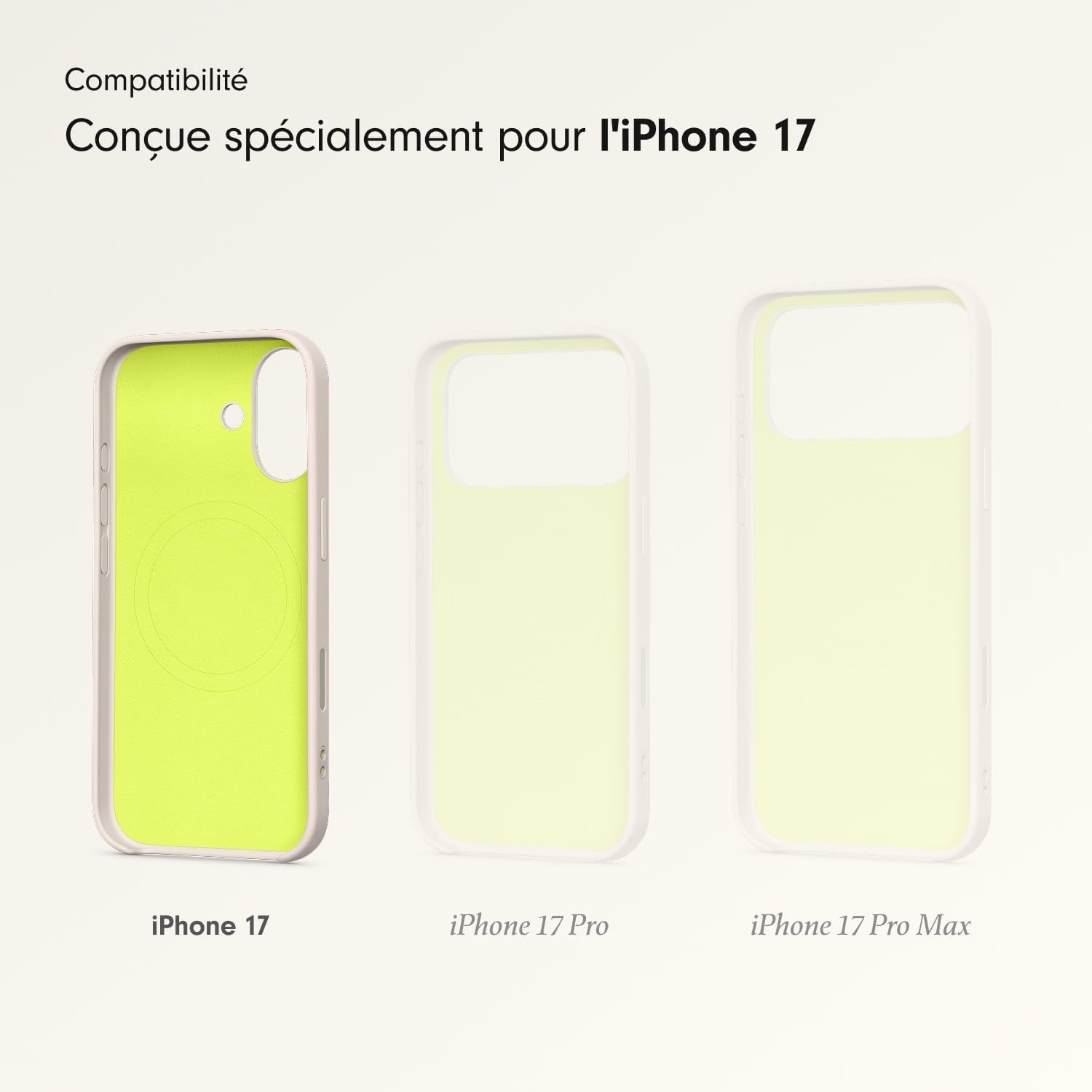 Coque Avec Béquille Pour Iphone 17 Équipée Magsafe Avec Commande De L'Appareil Photo, Support Intégré Et Dragonne, Fini Mat Et Doublure En Tissu Microfibre - Gris Gypse