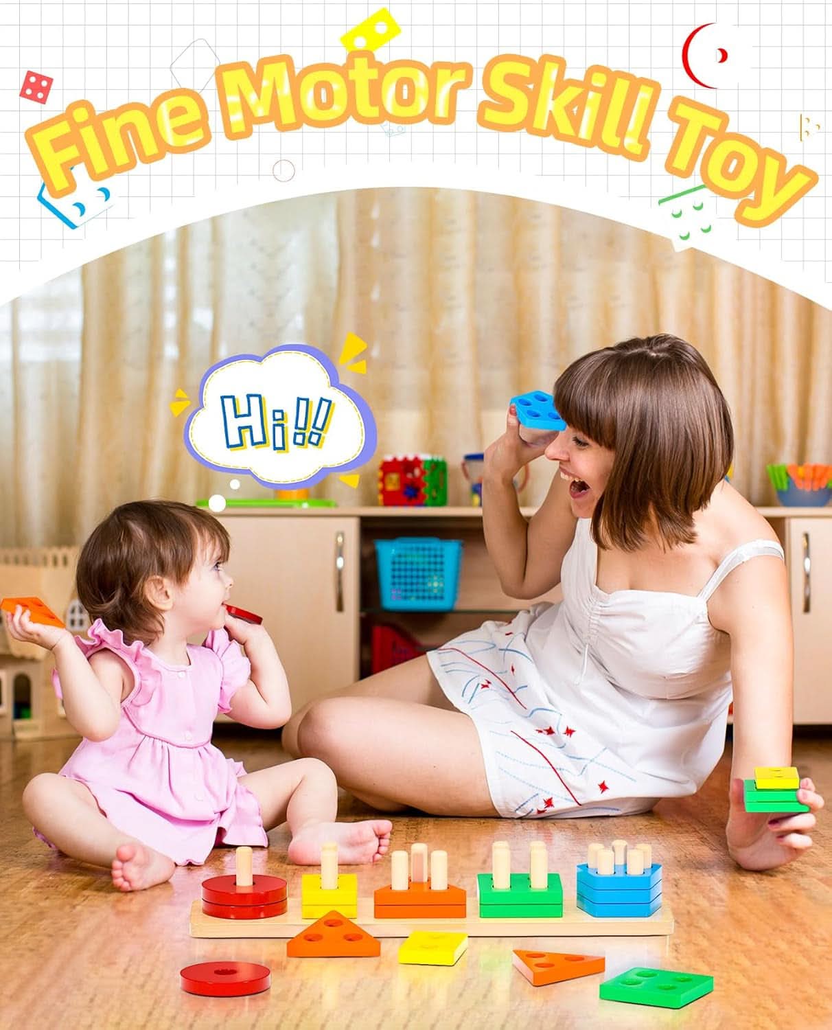 Jouet Bebe 1 2 3 Ans Jeux Montessori Enfant 1 2 3 Ans Jeu Educatif En Bois Puzzle À Empiler Et De Tri Cadeau Garçon Fille