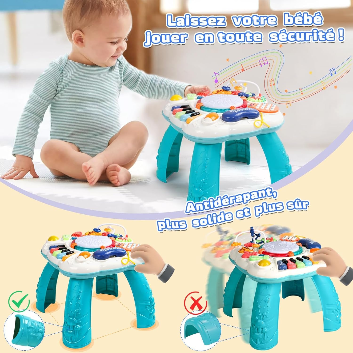 Jouet Bebe 1 an - Table Activité Bébé 6 En 1 Jouet Enfant Jeux Bebe 1 2 3 Ans Fille Garçon Table D'Activité Musicale Bebe Jouet Eveil Éducatif Cadeau Pour Noel Enfant