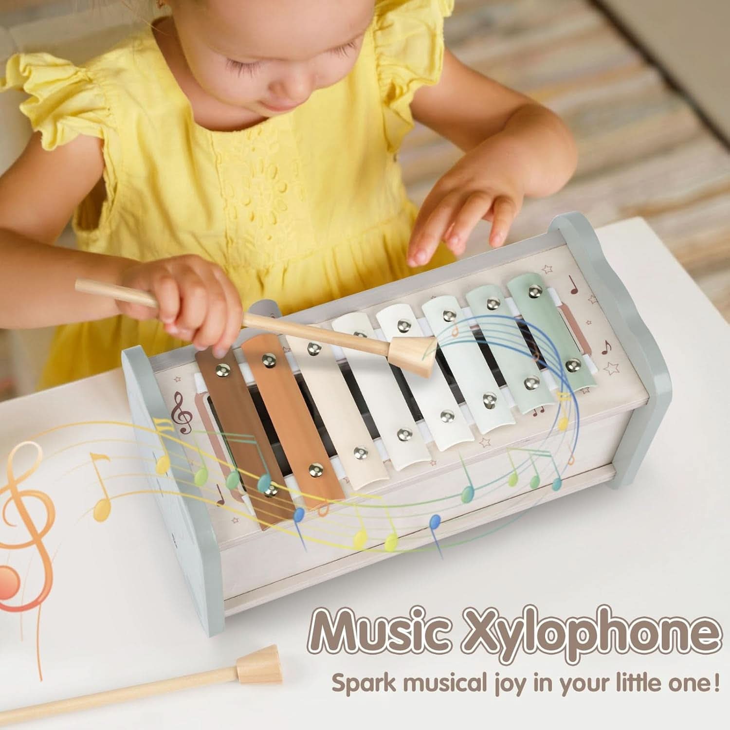 Jouet Bebe 1 An, Jouet Montessori Xylophone Bebe, Jouet En Bois Jeux Enfants Cadeau Garcon Fille 1 2 3 4 Ans