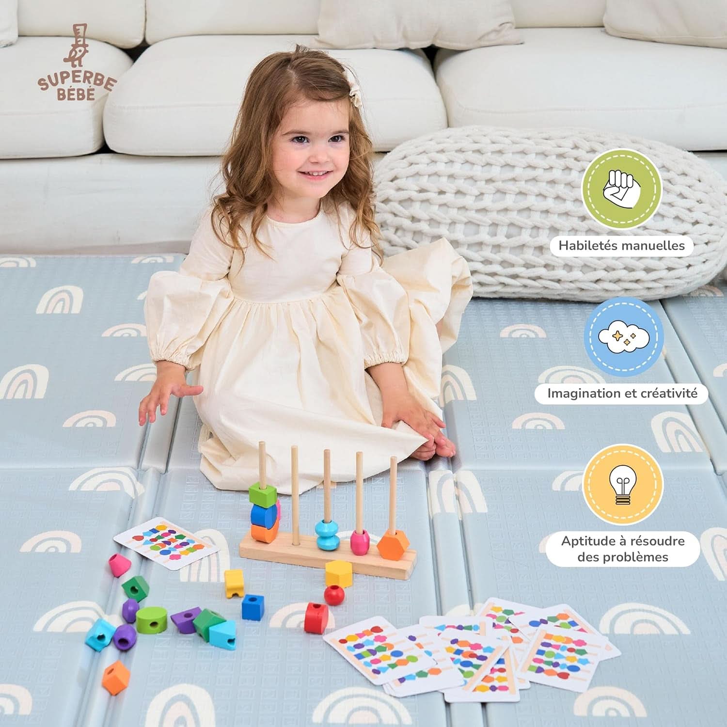 Jouet Montessori En Bois À Empiler Et Tri Pour Bébé Et Enfant 3 Ans - Jouets D'Activité Et De Développement - Jeux Bebe Éducatifs Pour Tout-Petits - Cadeau D'Anniversaire Et Naissance Fille Garçon