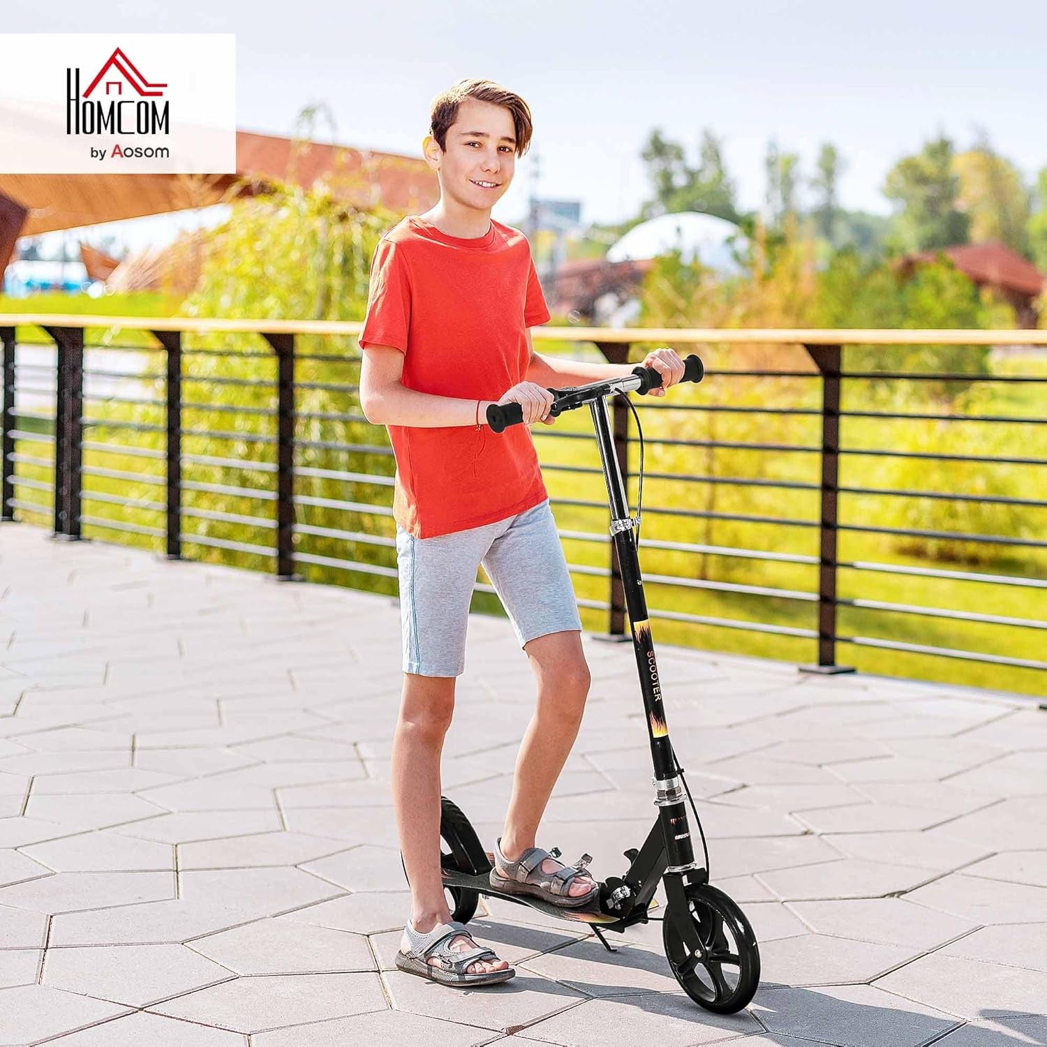 Trottinette Enfant Pliable À 2 Roues Pour Enfant De 7 À 14 Ans Avec Guidon Réglable En Hauteur Sur 3 Niveaux Et Double Frein - Noir