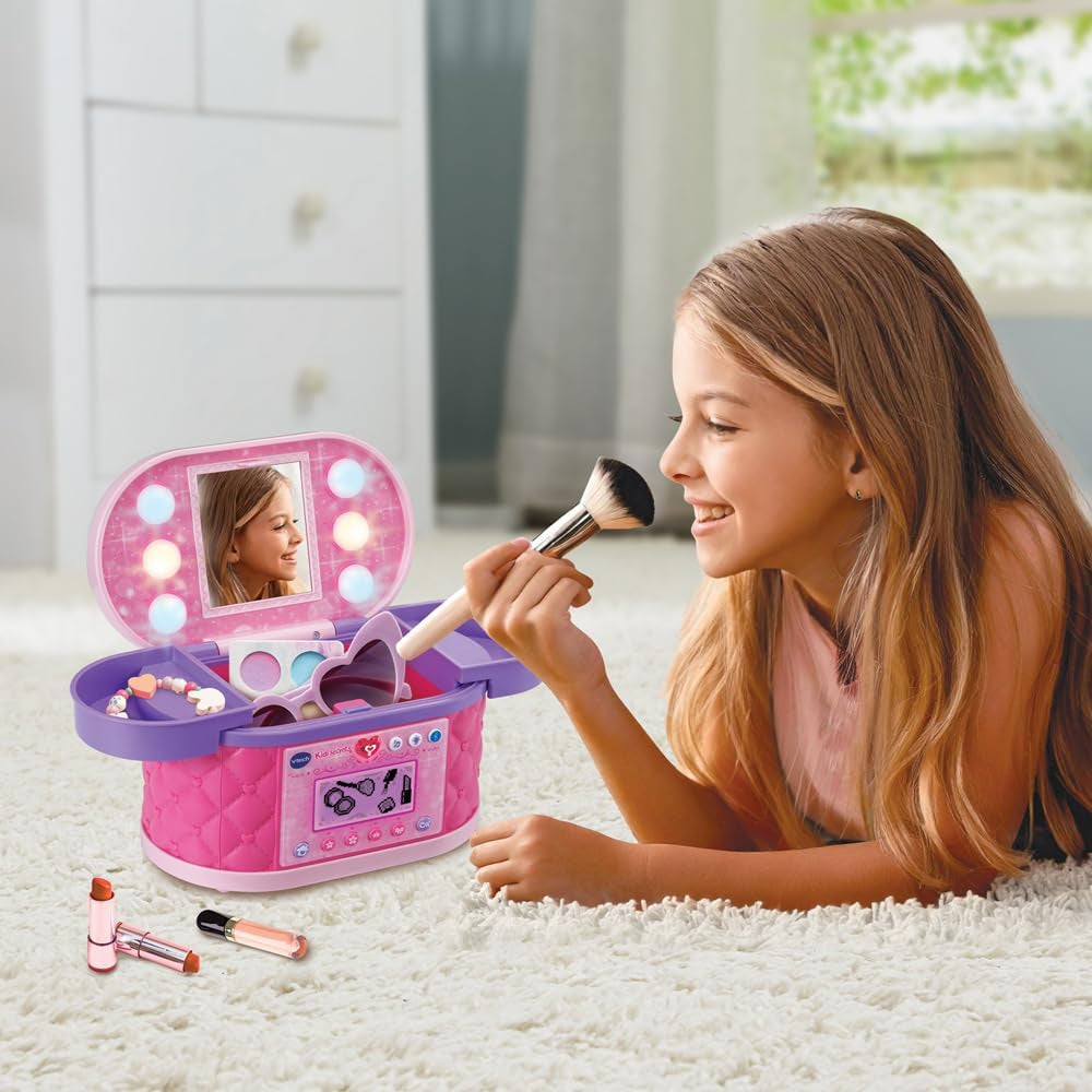 - Kidisecrets Ma Mallette Beauté Magique Rose - Boîte Secrète Avec Code, Miroir LED, Bluetooth, Jeux - Vanity Maquillage, Boîte À Bijoux Musicale - Cadeau Enfant Dès 5 Ans - Contenu En Français