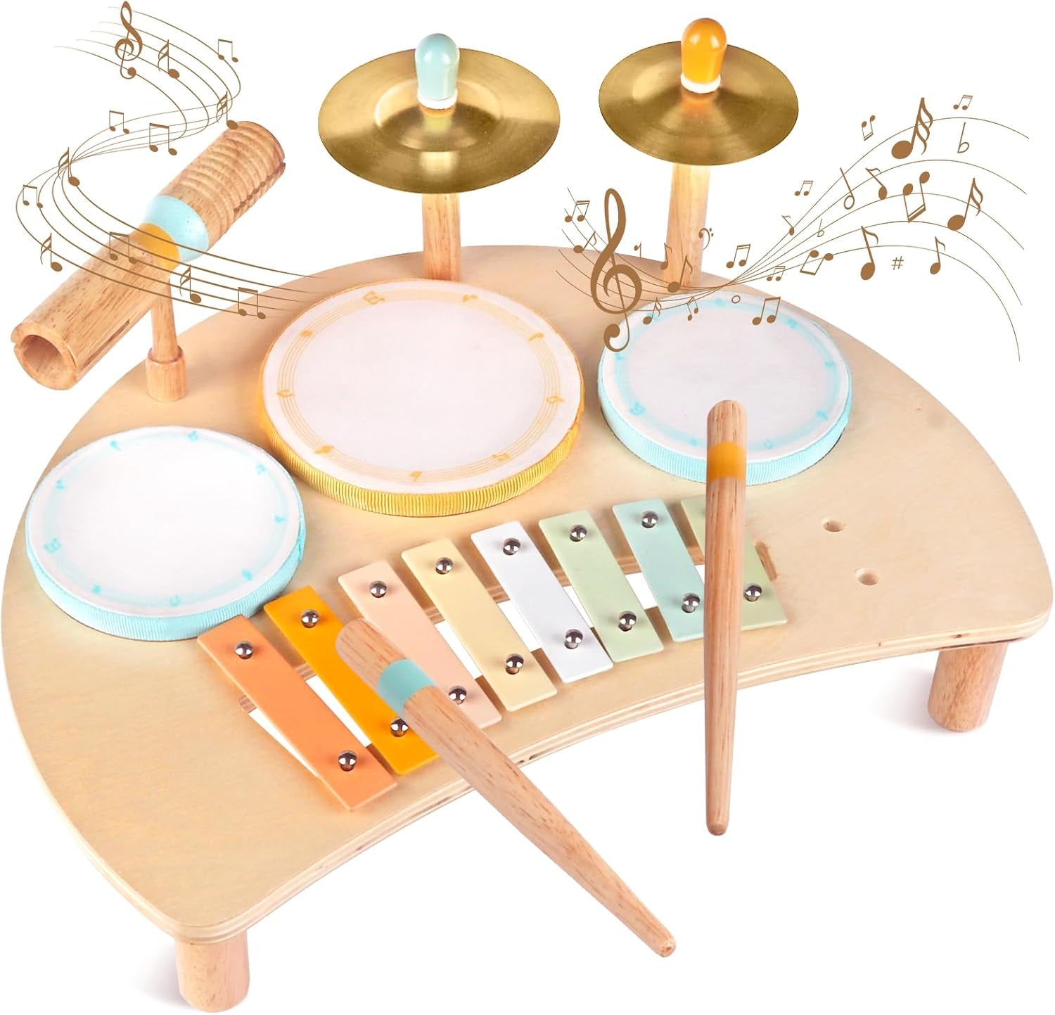 Jeux De Tambours Pour Tout-Petits Pour Garçons Et Filles De 1 An, Tambour Bébé Avec Xylophone Pour Tout-Petits De 1 À 3 Ans, Instruments De Musique, Jouets Montessori En Bois Pour Enfants, Cadeaux De