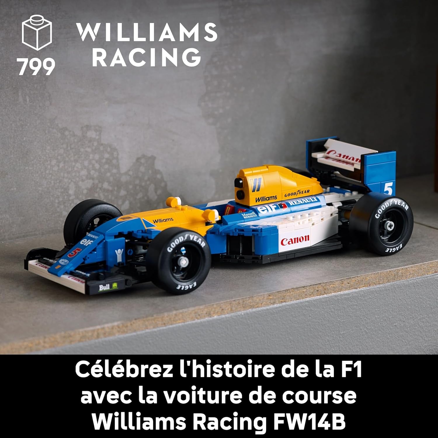 Icons Williams Racing FW14B Et Nigel Mansell - Maquette De Voiture De F1 - Inclut Minifigurine Collector De Pilote Avec Trophée Et Casque - Idée Cadeau Pour Adulte Et Adolescent 10353