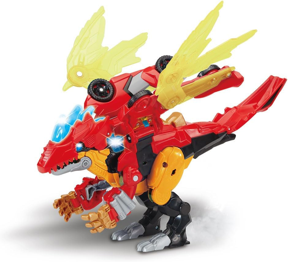 - Switch & Go Dinos Combo Dragorex, Le Méga Dragon 2 En 1 - T-Rex Jouet Voiture De Course Transformable En Dragon Figurine Animé, Sons Et Lumières - Cadeau Enfant Dès 4 Ans - Contenu En Français