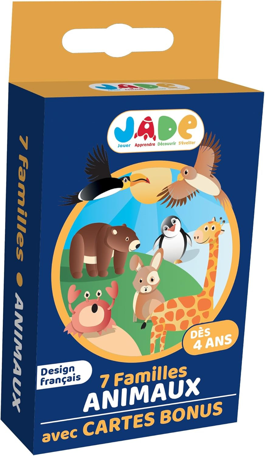 - Jeu De 7 Familles Sur Le Theme Des Animaux - Jeu De Cartes - 142121-54 Cartes - Multicolore - Cartonné - Design Français - Puzzle Enfant - Jade - À Partir De 4 Ans