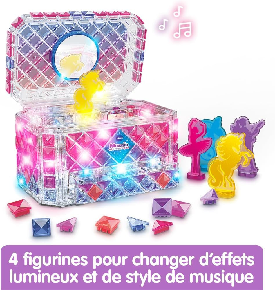 - Mosaïc Magic Lights Boîte À Bijoux - Kit Mosaïque Enfant - Boîte À Secrets Personnalisable Avec Effets Lumineux Et Musique - Jeu Créatif Et DIY - Cadeau Enfant Dès 5 Ans - Contenu En Français