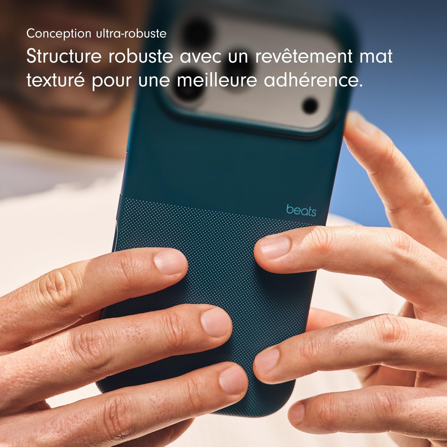 Coque Haute Résistance Pour Iphone 17 Équipée Magsafe Avec Commande De L'Appareil Photo, Protection Contre Les Chutes Et Les Rayures, Fini Mat Texturé - Bleu Rocheuses