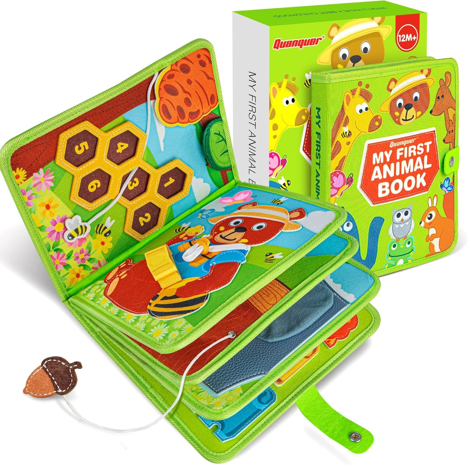 Busy Board Book Pour Enfant De 12-18+ Mois – 3D Animal Quiet Livre Jeux Montessori De Voyage En Avion Et En Voiture - 1 2 3 an Bébé Garçons Filles Cadeaux D'Anniversaire