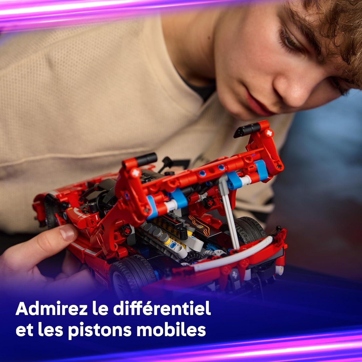 Technic Ferrari FXX K - Jouet Voiture De Course - Maquette De Construction Avec Moteur V12, Différentiel & Pistons Mobiles - Décoration Automobile - Cadeau Pour Garçon Dès 10 Ans 42212