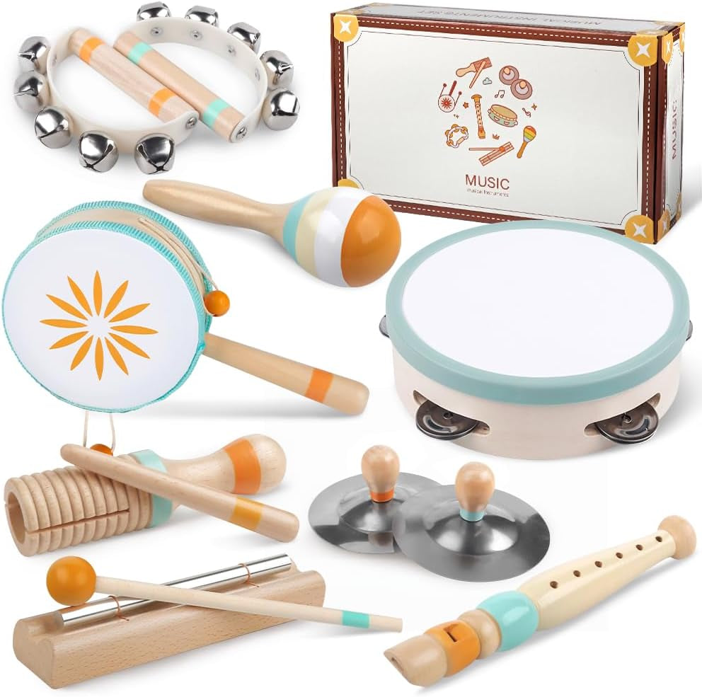 Instruments De Musique Pour Tout-Petits, Jouets Musicaux Montessori Pour Bébés, Instruments Pour Garçons Et Filles De 1 An, Cadeau De Noël Et D'Anniversaire Pour Enfants De 1 À 3 Ans (8 in 1)