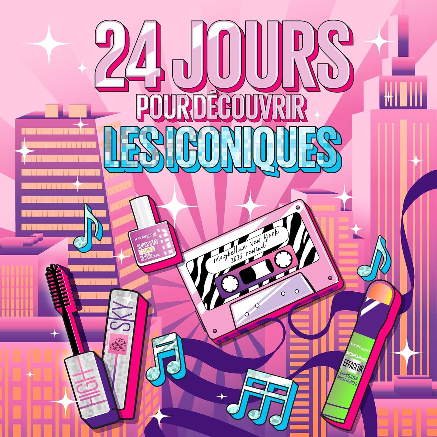 – Calendrier De L'Avent 2025 – Coffret 24 Produits De Maquillage – Grand Format – Teint, Regard, Lèvres & Ongles