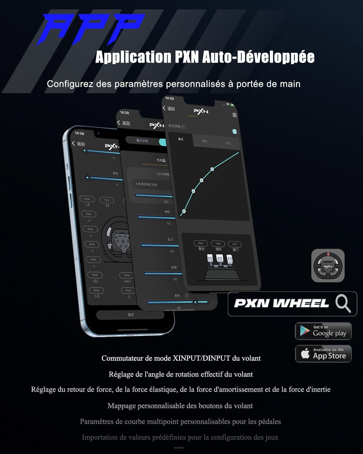 V99 Volant De Jeu – Retour De Force 3,2 Nm, 270°&900°, 300Mm, 4 Palettes, 3 Pédales, Levier De Vitesses En H, Application De Réglage – Volant Pour PC, Xbox, PS4