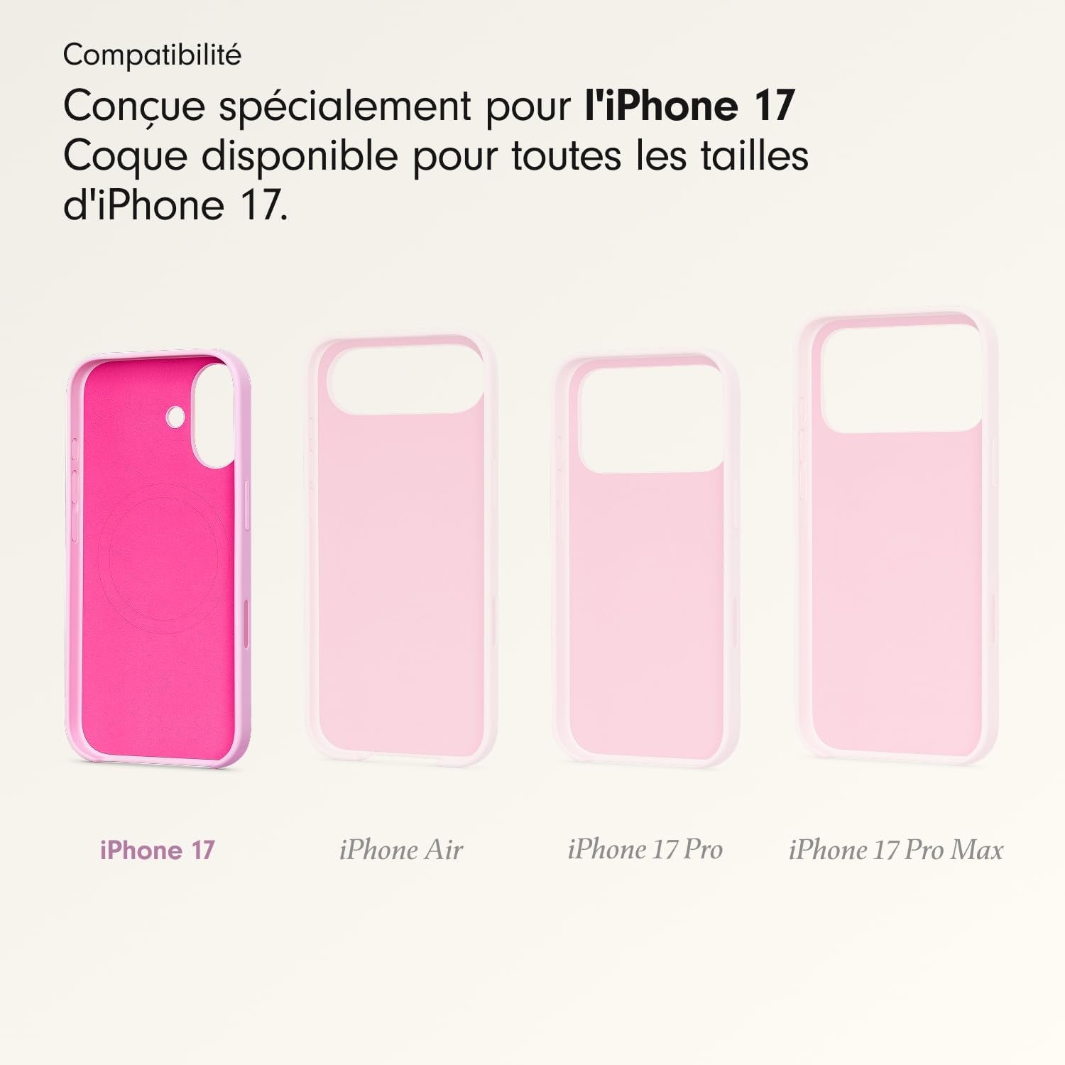 Coque Pour Iphone 17 Équipée Magsafe Avec Commande De L'Appareil Photo, Fini Mat, Doublure En Tissu Microfibre - Rose Quartz