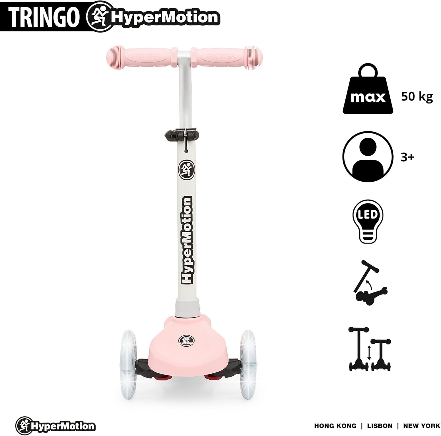 Trottinette Tricycle Pour Enfants 3-8 Ans, TRINGO Scooter Équilibre, Trottinette Antidérapante, Trottinette Réglable Pour Fille, Garçon 3+, Charge Max. 50KG