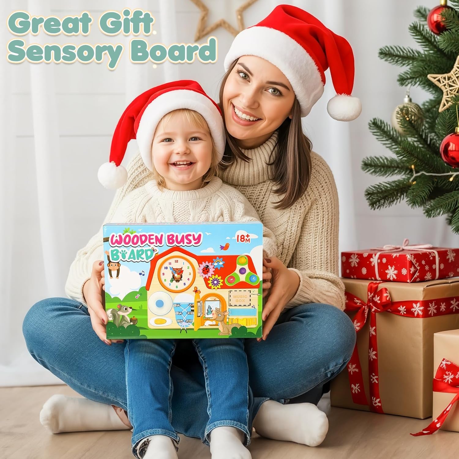 Wooden Busy Board, Jeux Montessori Éducatif Jouets D'Activité Et De Développement, Activité Sensoriel Parcours Motricité Bébé Jeux Educatif Jouet Enfant, Jeux Enfant Voyage, Cadeaux De Noël