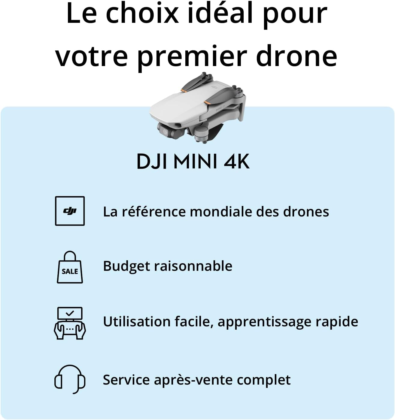 Mini 4K, Drone Caméra 4K UHD, Moins De 249 G, Stabilisation De La Nacelle À 3 Axes, Transmission Vidéo Sur 10 Km, Retour Auto, Résistance Au Vent, Temps De Vol Max. De 31 Min, C0, Quickshots