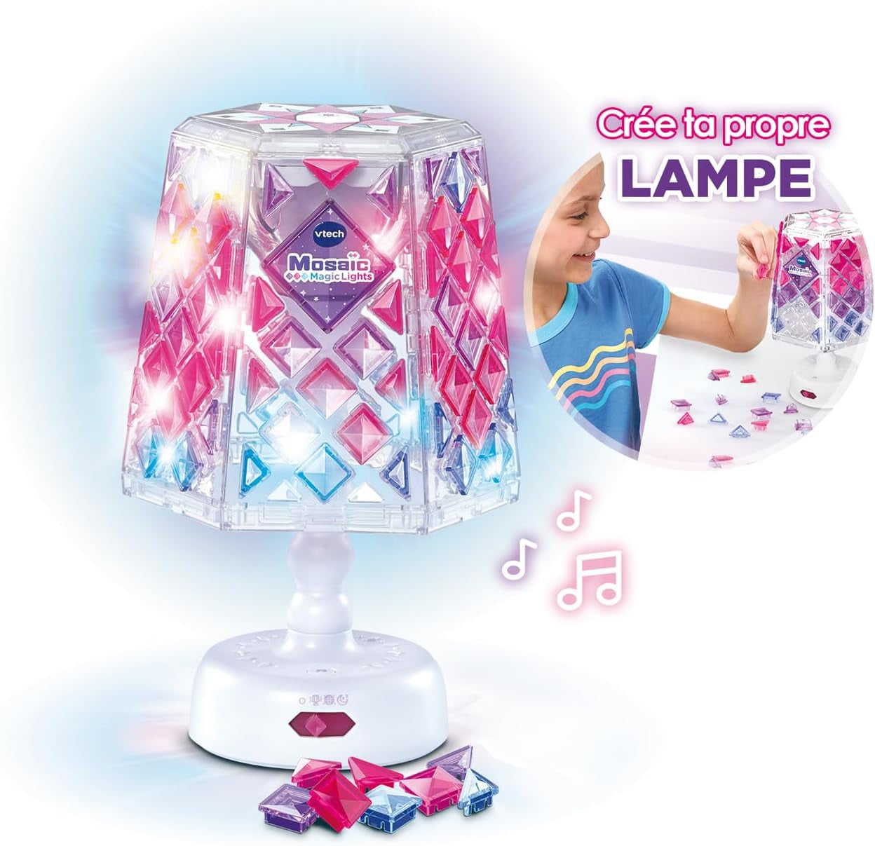 - Mosaïc Magic Lights Lampe - Kit Mosaïque Enfant - Lampe De Chambre Personnalisable Avec Effets Lumineux Et Musique - Jeu Créatif Et DIY - Cadeau Enfant Dès 5 Ans - Contenu En Français