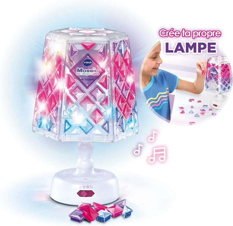 - Mosaïc Magic Lights Lampe - Kit Mosaïque Enfant - Lampe De Chambre Personnalisable Avec Effets Lumineux Et Musique - Jeu Créatif Et DIY - Cadeau Enfant Dès 5 Ans - Contenu En Français