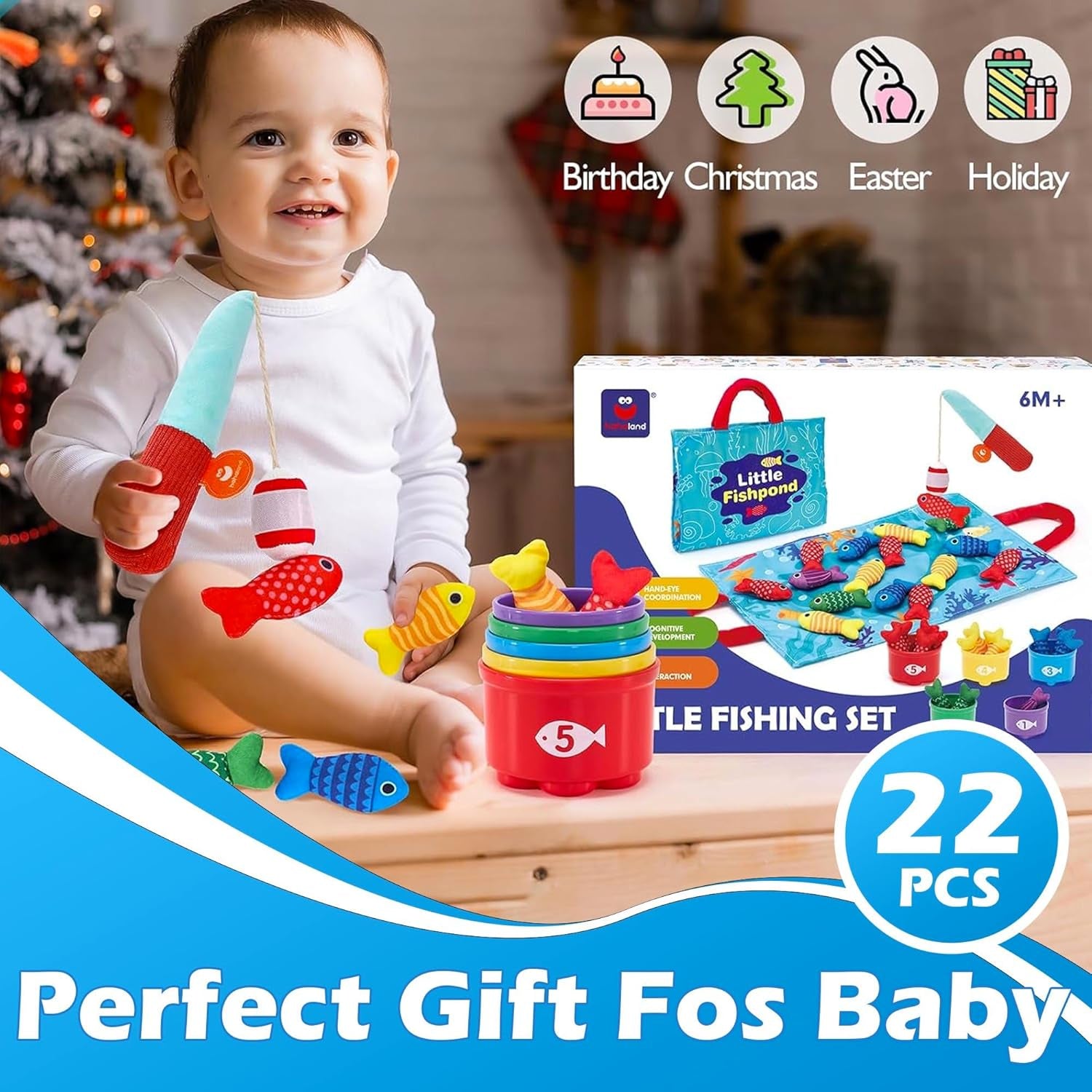 Jouet Bebe 1 An, Jeux Montessori Pêche a La Ligne Pour Enfant 1 2 3 Ans, Fille Garçon Jouet 12 18 Mois, Jouet Bebe Cadeau Pour Enfant 1-3 Ans