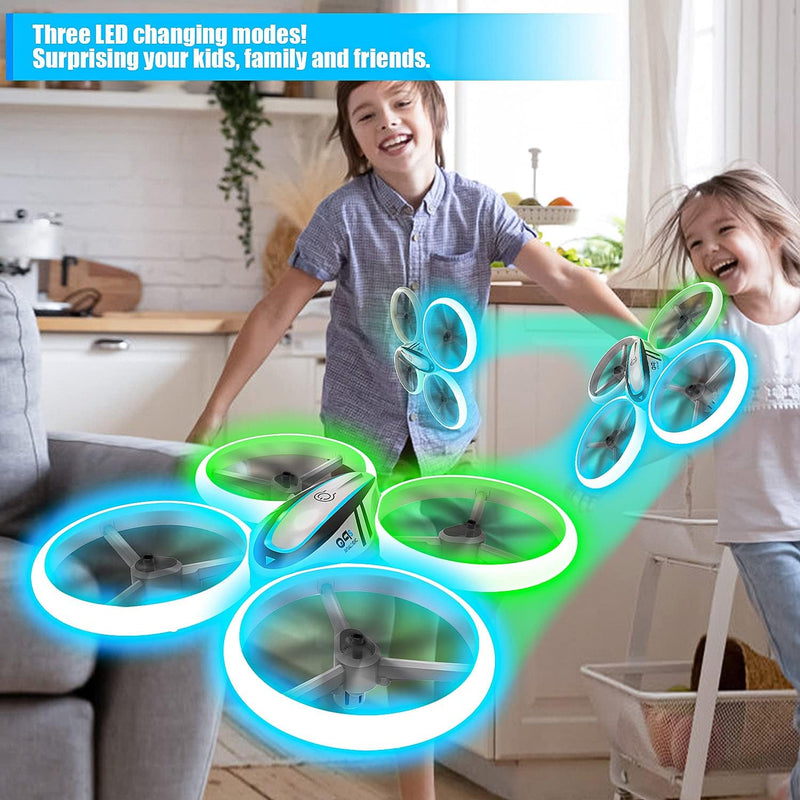 Q9S Drone Enfant,Helicoptere Telecommande Avec Lumières Bleues Et Vertes Et Deux Batteries,Rc Quadricoptère Avec Maintien D'Altitude Et Mode Sans Tête,Jouet Cadeau Pour Garçons Et Filles