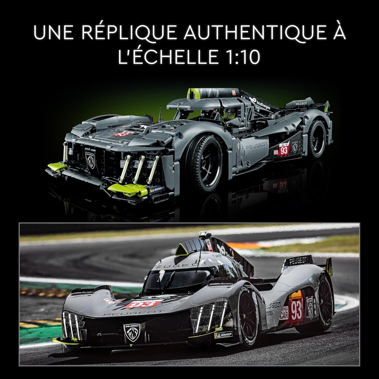 42156 Technic Peugeot 9X8 24H Le Mans Hybrid Hypercar, Maquette De Voiture De Course Niveau Avancé, À L'Échelle 1:10, Sport Automobile À Collectionner Pour Adultes