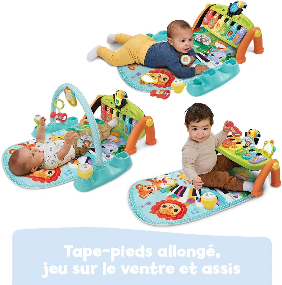 - Tapis Tap Tap Piano Évolutif 5 En 1 - Tapis D'Éveil Avec Arche D'Éveil, Piano Bébé Lumineux Et Hochets - Jeu Musical Et Évolutif - Motricité Bébé - Cadeau De Naissance - Contenu En Français