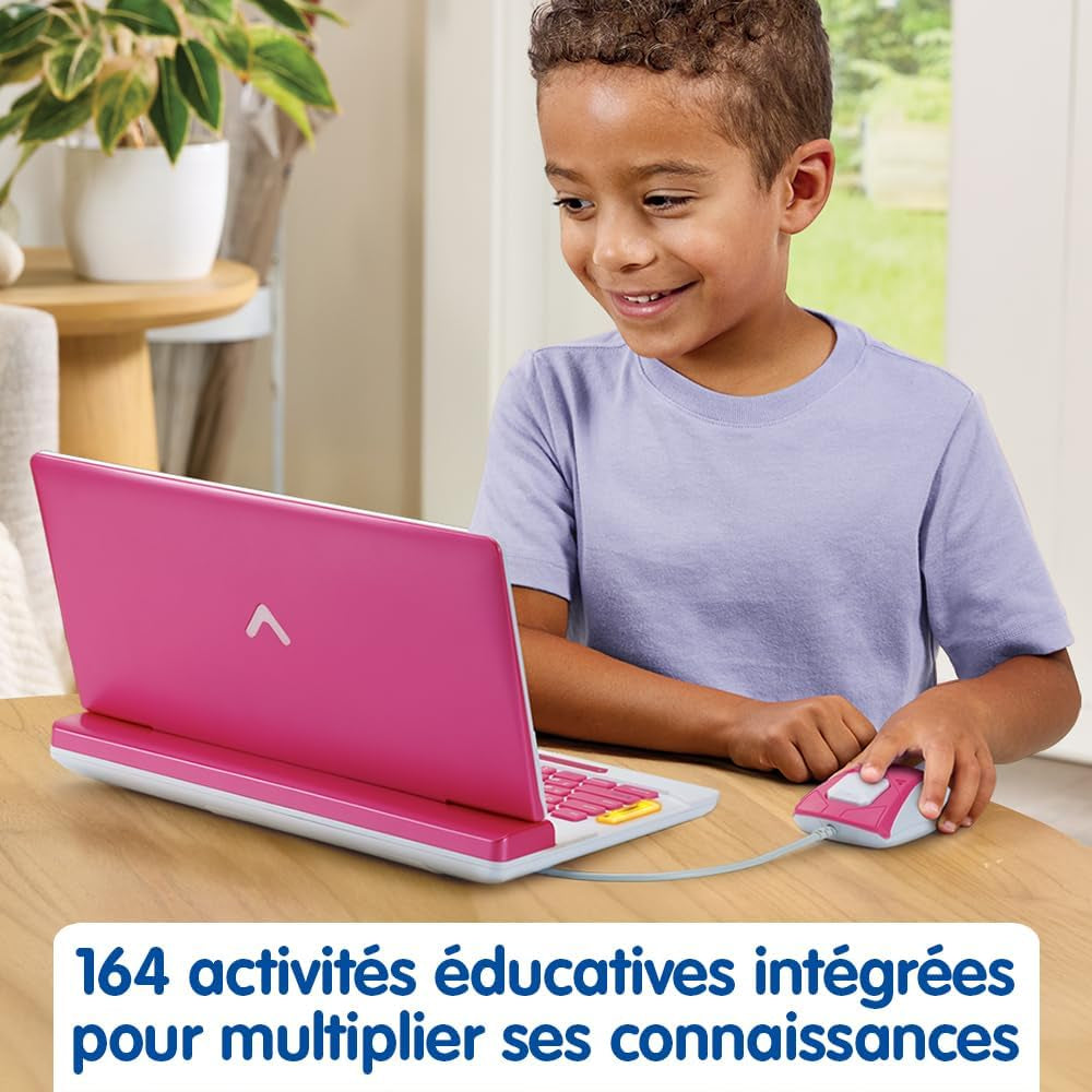 - Genius XL Ordi Éducatif Bilingue Rose - Ordinateur Enfant Avec Écran LCD, Clavier AZERTY, Souris Et 164 Jeux Éducatifs - Du CP Au CM2 - Cadeau Enfant Dès 6 Ans - Contenu En Français Et Anglais