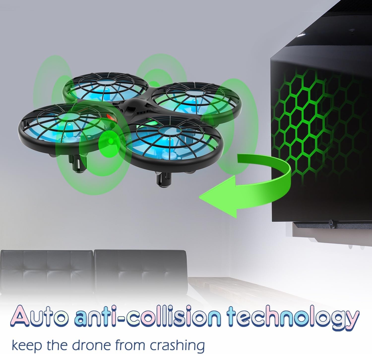 | Drone Pour Enfant Cadeau - Mini Drone Télécommandé Avec Technologie Anti-Collision Automatique/Sûr Pour Les Enfants/Facile À Piloter/Certification C0 (Cadeau De Noël Pour Enfants)