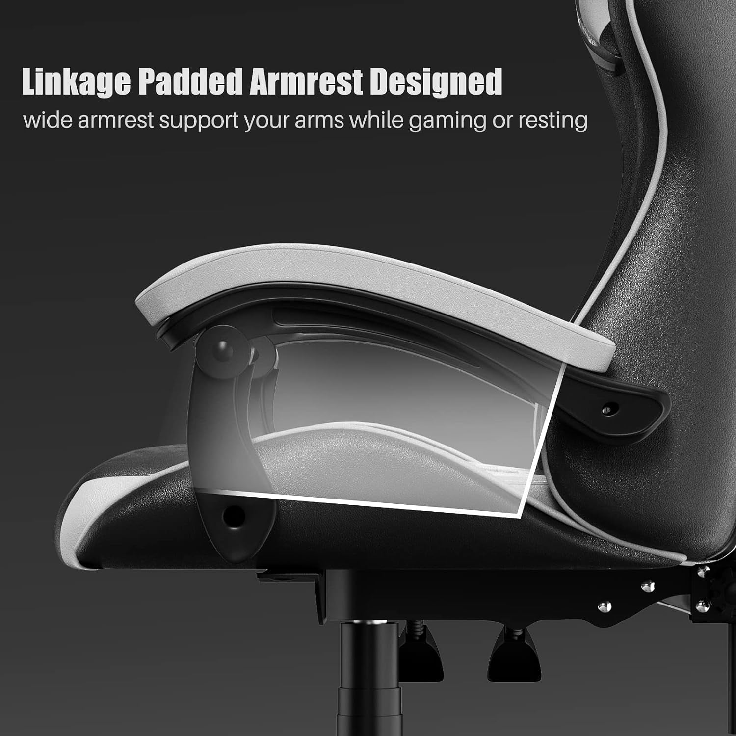 Chaise Gaming,Ergonomique PU Cuir Chaise Bureau,Hauteur Réglable,Avec Lombaire&Appui-Tête Appui,Dossier Inclinable À 155°,Fauteuil Gaming Adultes Enfants (Blanc)