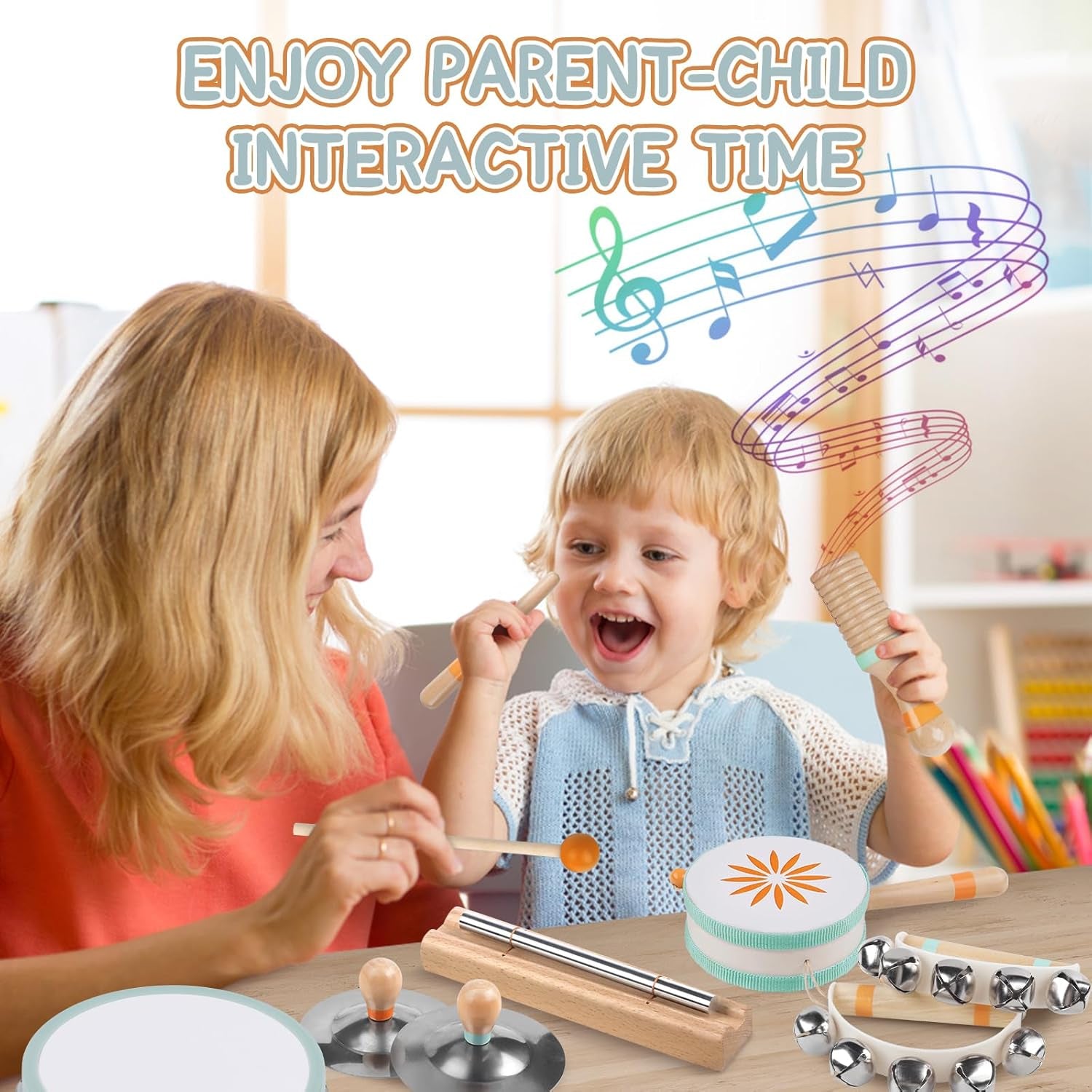 Instruments De Musique Pour Bébés – Jouets Musicaux Montessori Pour Enfants, Ensemble D'Instruments À Percussion En Bois, Jouets Musicaux Aux Couleurs Neutres, Cadeaux Pour Les Tout-Petits (8 in 1)