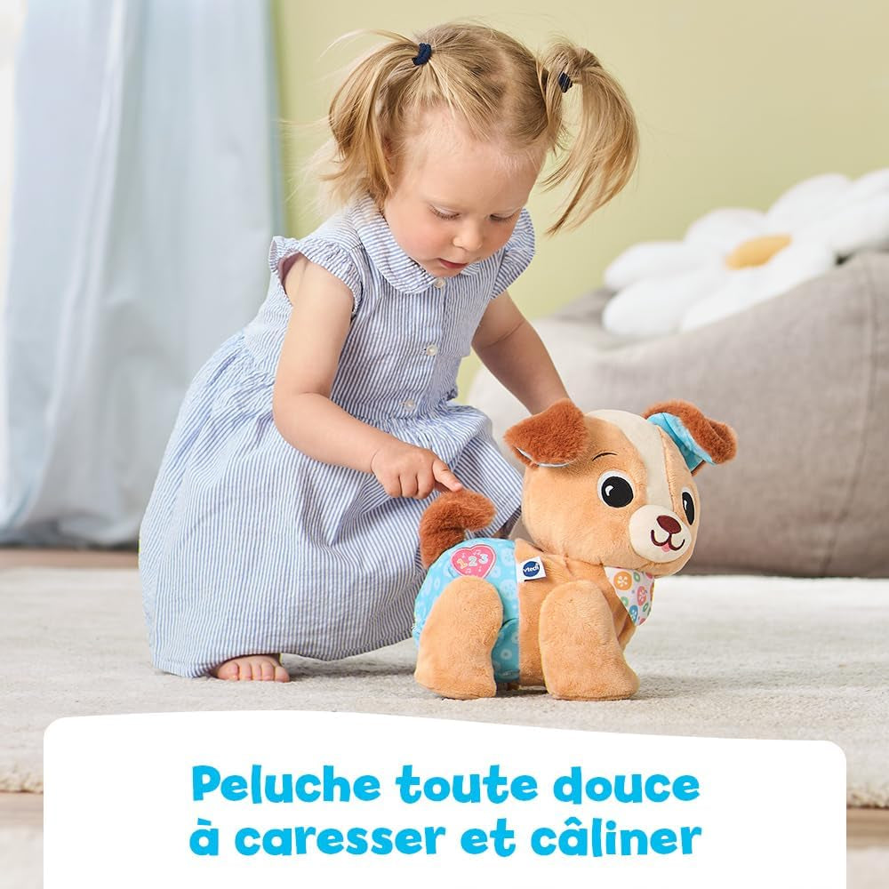 - Toutou 1,2,3 Suis-Moi - Peluche Interactive Câlin, Chien Qui Marche Et Aboie - Éveil Bébé Sensoriel - Jouet Musical - Cadeau Bébé Dès 9 Mois - Contenu En Français