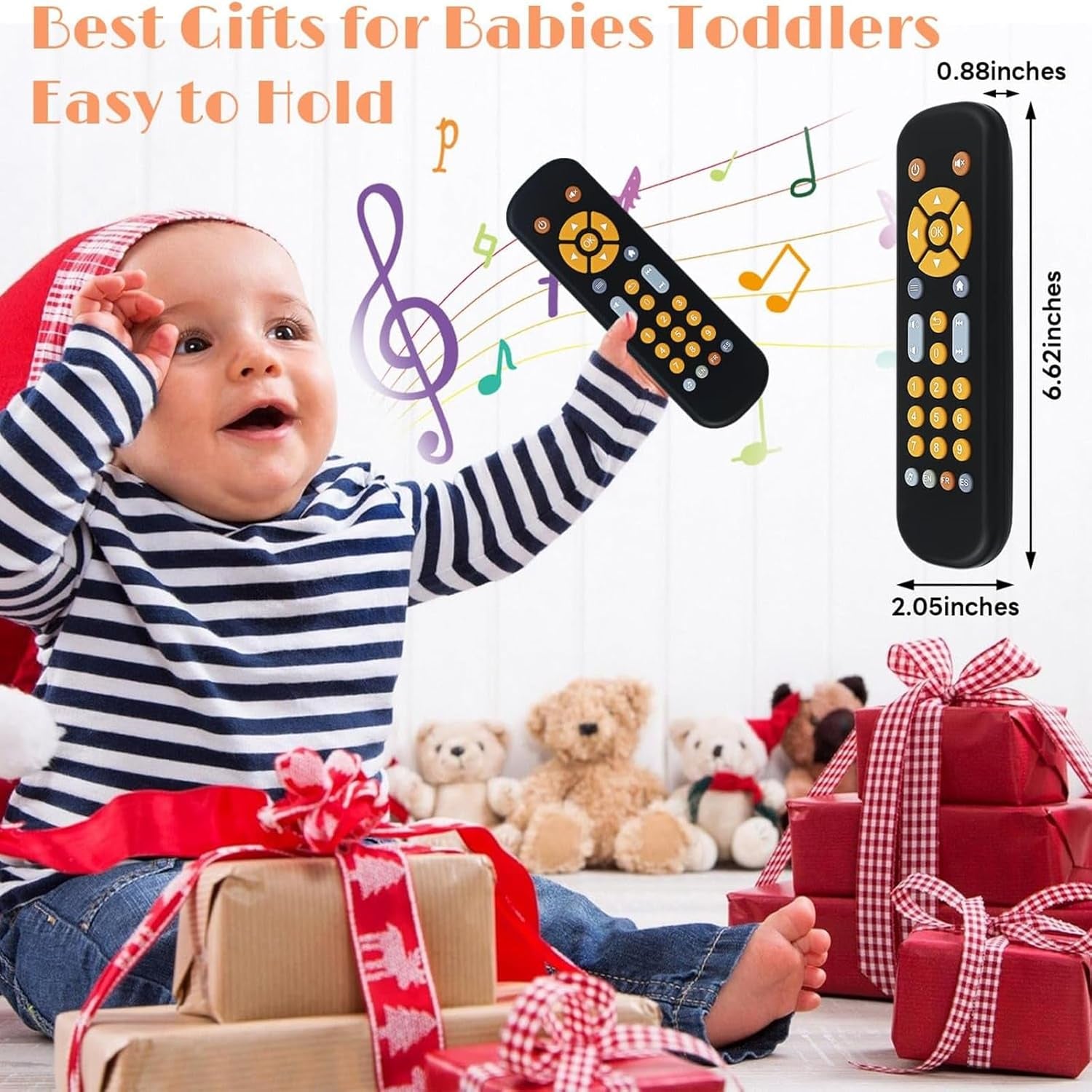Jouet Telecommande TV Enfant Bebe 1 An, 3 Langues Jeux Educatif Cadeau Fille 1 an Pour Français/Espagnol/Anglais, Jouets Musicaux, Jouets D'Apprentissage Précoce Einstein(Noir)