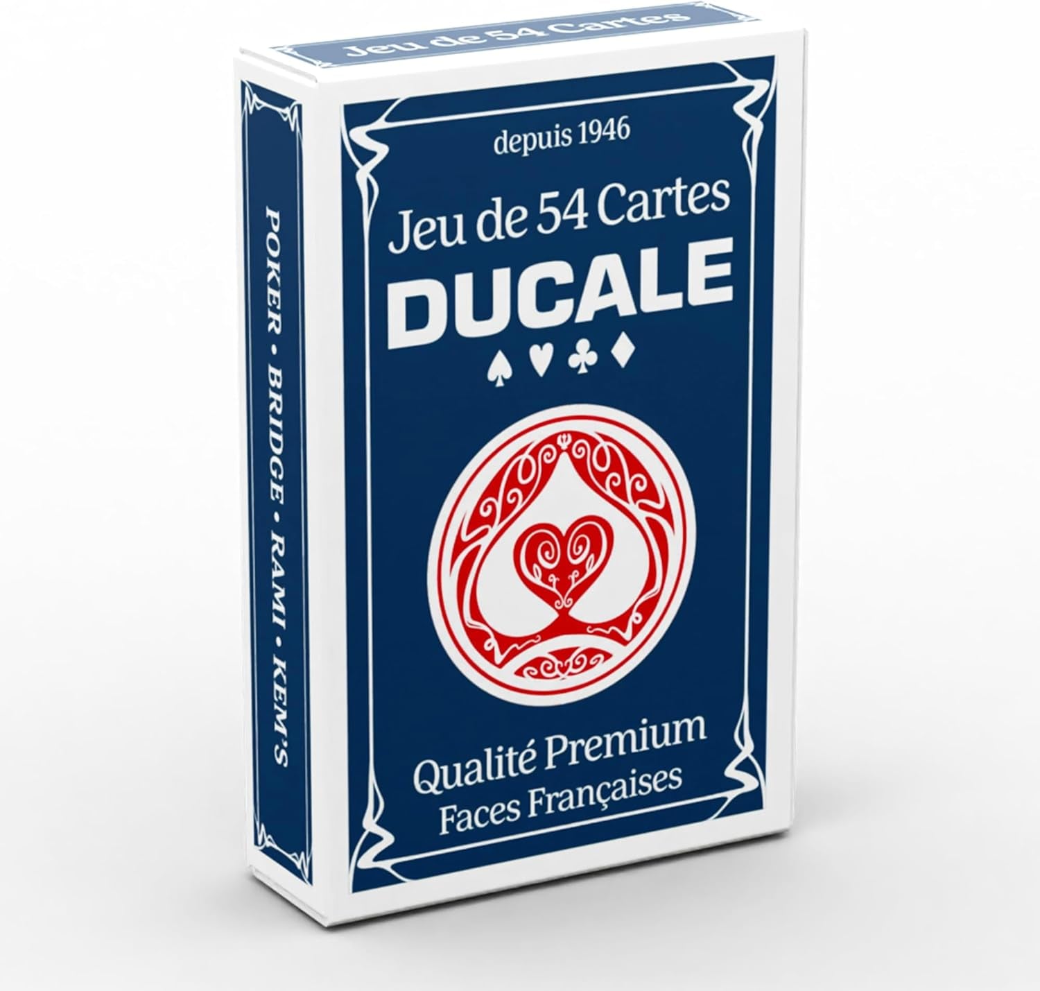 Ducale Origine - Jeu De 54 Cartes - Jeu De Poker, Président, Palmito, 8 Américain - Coloris Aléatoire (Bleu Ou Rouge)