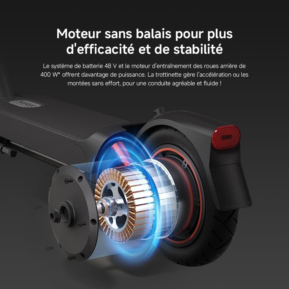 Electric Scooter 5 Max – Double Suspension Avancée (Hydraulique-Ressort Avant & Double Ressort Arrière) – 60Km Autonomie – Pneus 10' Tubeless – Moteur 1000W Max – Pente 22%