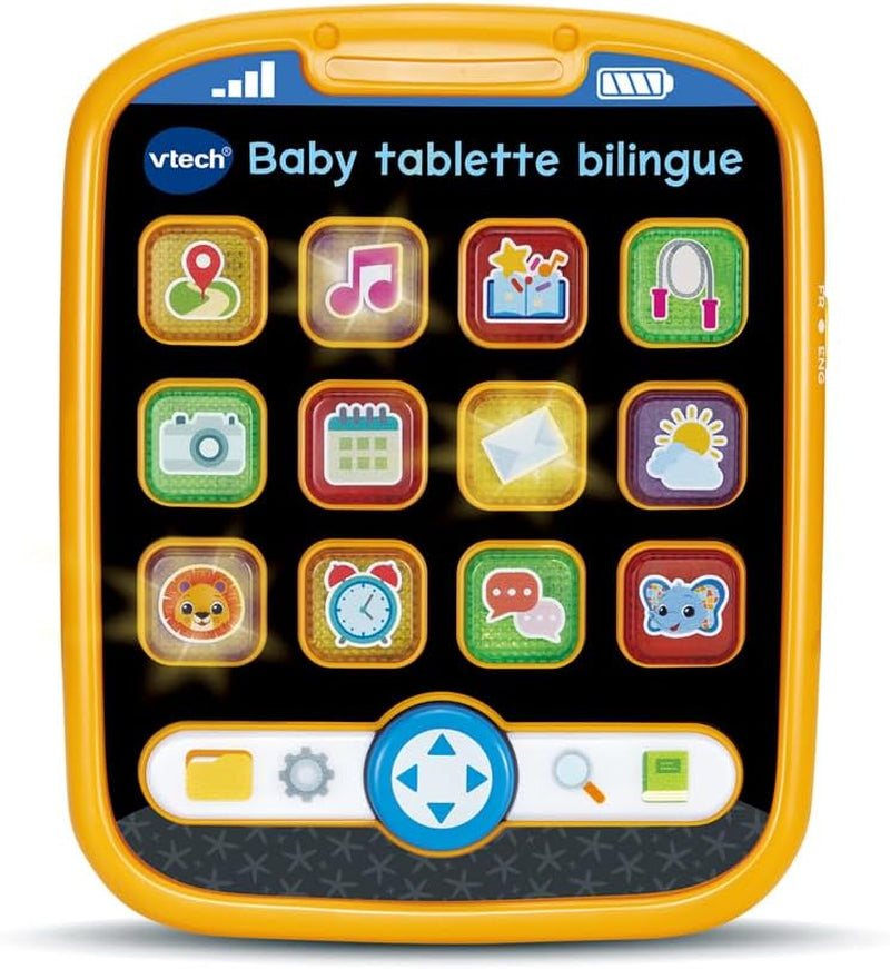 - Baby Tablette Bilingue, Tablette Interactive Bébé Avec 12 Activités Éducatives, Effets Lumineux, Jouet D'Éveil Et De Motricité Fine, Cadeau Bébé Dès 9 Mois - Contenu En Français Et Anglais