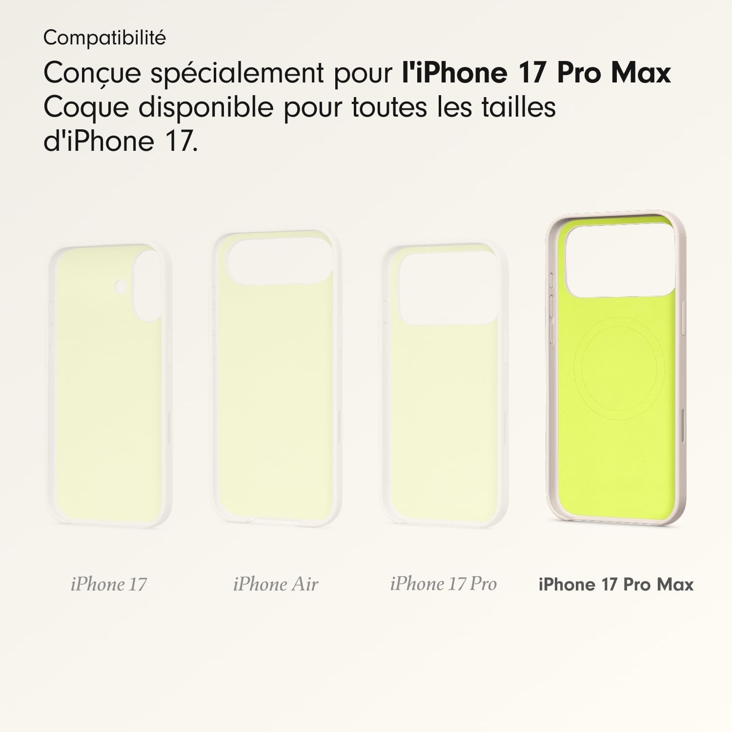 Coque Pour Iphone 17 Pro Max Équipée Magsafe Avec Commande De L'Appareil Photo, Fini Mat, Doublure En Tissu Microfibre - Gris Gypse